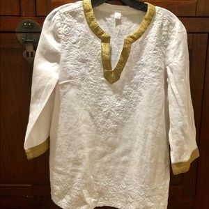 White Linen Blouse / Tunic size small